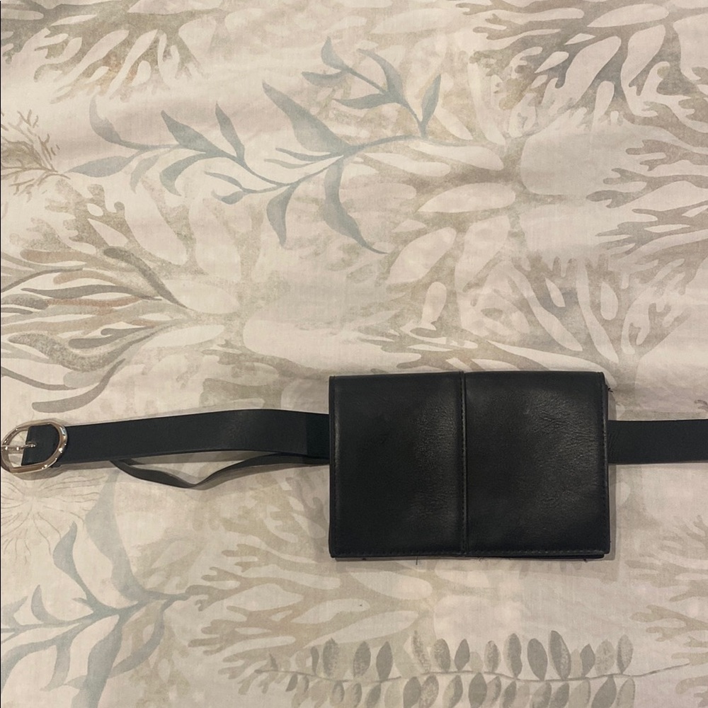Black Leather Belt Bag